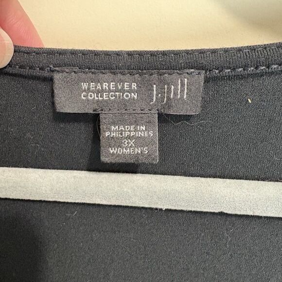 J Jill Wearever Colorblock Dress Womens 2X Split Front Trapeze Swing White Black - Picture 5 of 7